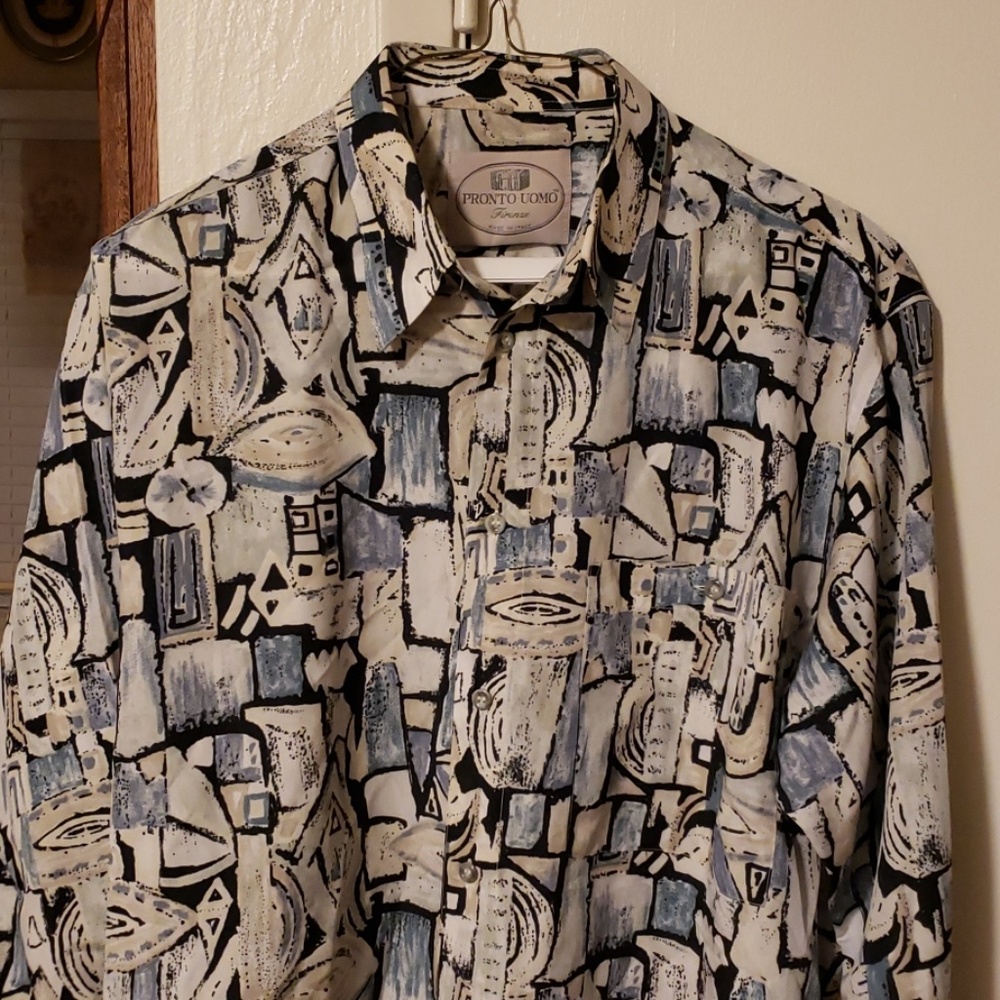 Pronto-Uomo long sleeve button up mens shirt